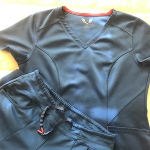 Set of royal blue medical scrubs